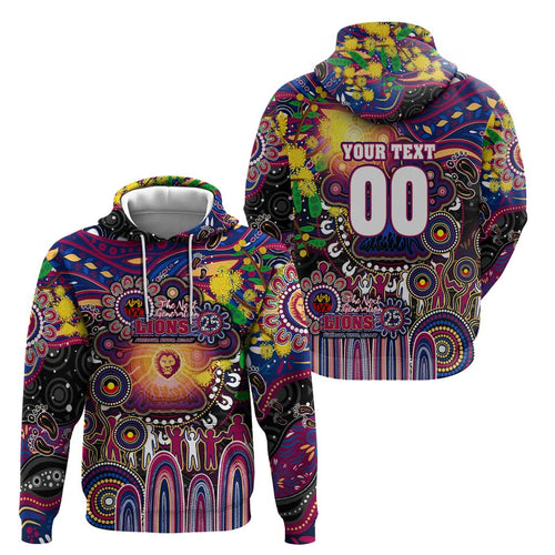 Personalised NAIDOC Week 2025 Lions Football Hoodie Aboriginal Dot Painting