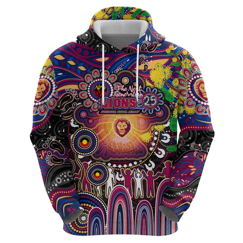 Personalised NAIDOC Week 2025 Lions Football Hoodie Aboriginal Dot Painting