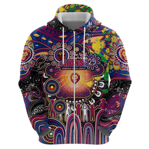 Personalised NAIDOC Week 2025 Lions Football Hoodie Aboriginal Dot Painting