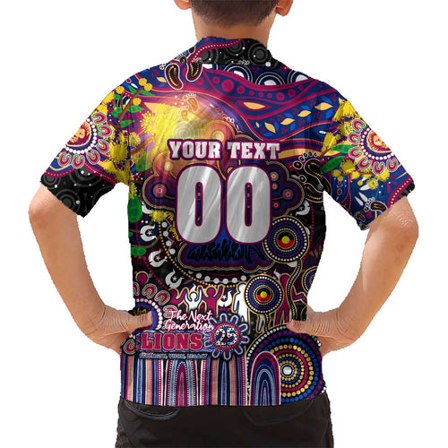 Personalised NAIDOC Week 2025 Lions Football Kid Hawaiian Shirt Aboriginal Dot Painting