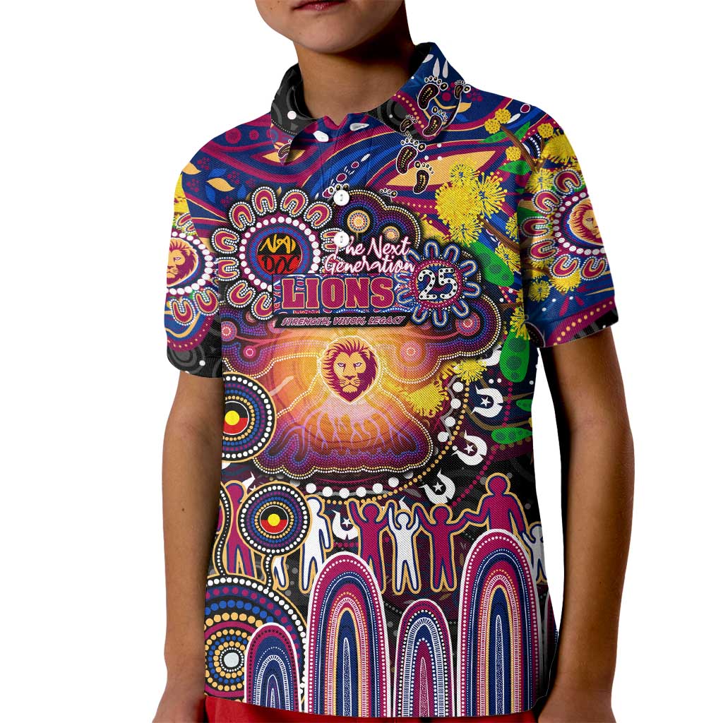 Personalised NAIDOC Week 2025 Lions Football Kid Polo Shirt Aboriginal Dot Painting