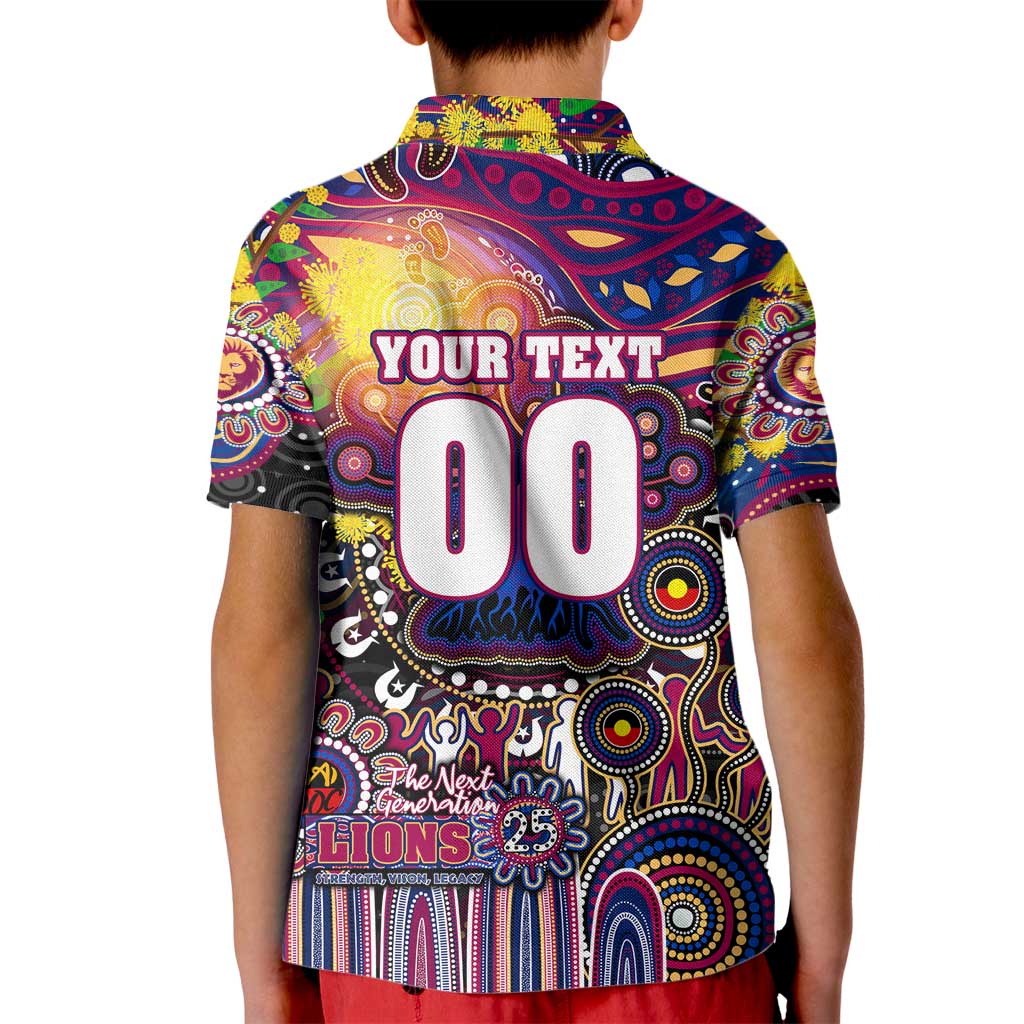 Personalised NAIDOC Week 2025 Lions Football Kid Polo Shirt Aboriginal Dot Painting