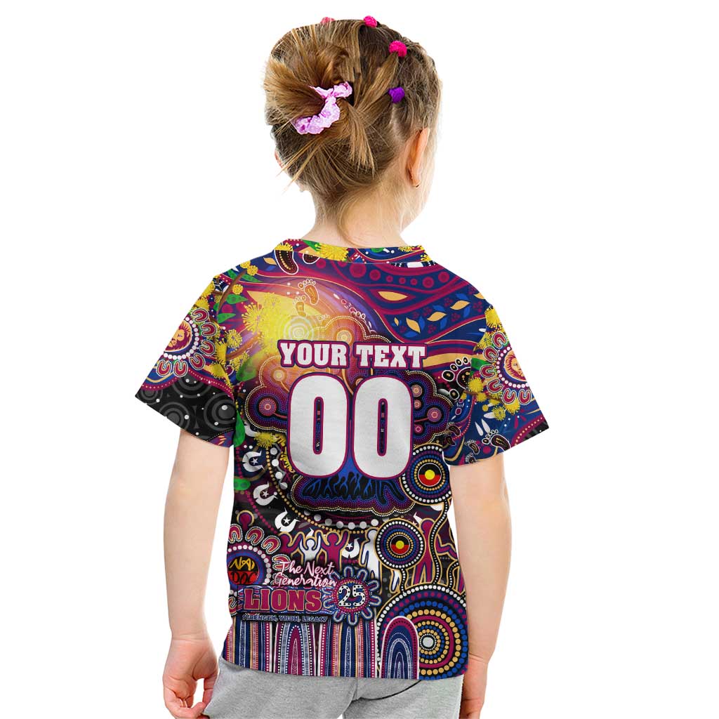 Personalised NAIDOC Week 2025 Lions Football Kid T Shirt Aboriginal Dot Painting