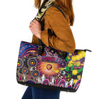 NAIDOC Week 2025 Lions Football Leather Tote Bag Aboriginal Dot Painting
