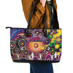 NAIDOC Week 2025 Lions Football Leather Tote Bag Aboriginal Dot Painting