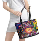 NAIDOC Week 2025 Lions Football Leather Tote Bag Aboriginal Dot Painting