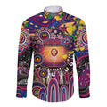 Personalised NAIDOC Week 2025 Lions Football Long Sleeve Button Shirt Aboriginal Dot Painting