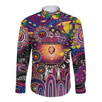 Personalised NAIDOC Week 2025 Lions Football Long Sleeve Button Shirt Aboriginal Dot Painting