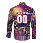 Personalised NAIDOC Week 2025 Lions Football Long Sleeve Button Shirt Aboriginal Dot Painting