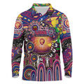 Personalised NAIDOC Week 2025 Lions Football Long Sleeve Polo Shirt Aboriginal Dot Painting