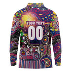Personalised NAIDOC Week 2025 Lions Football Long Sleeve Polo Shirt Aboriginal Dot Painting