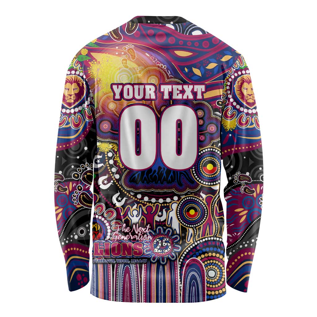 Personalised NAIDOC Week 2025 Lions Football Long Sleeve Shirt Aboriginal Dot Painting