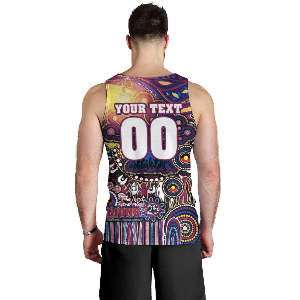 Personalised NAIDOC Week 2025 Lions Football Men Tank Top Aboriginal Dot Painting