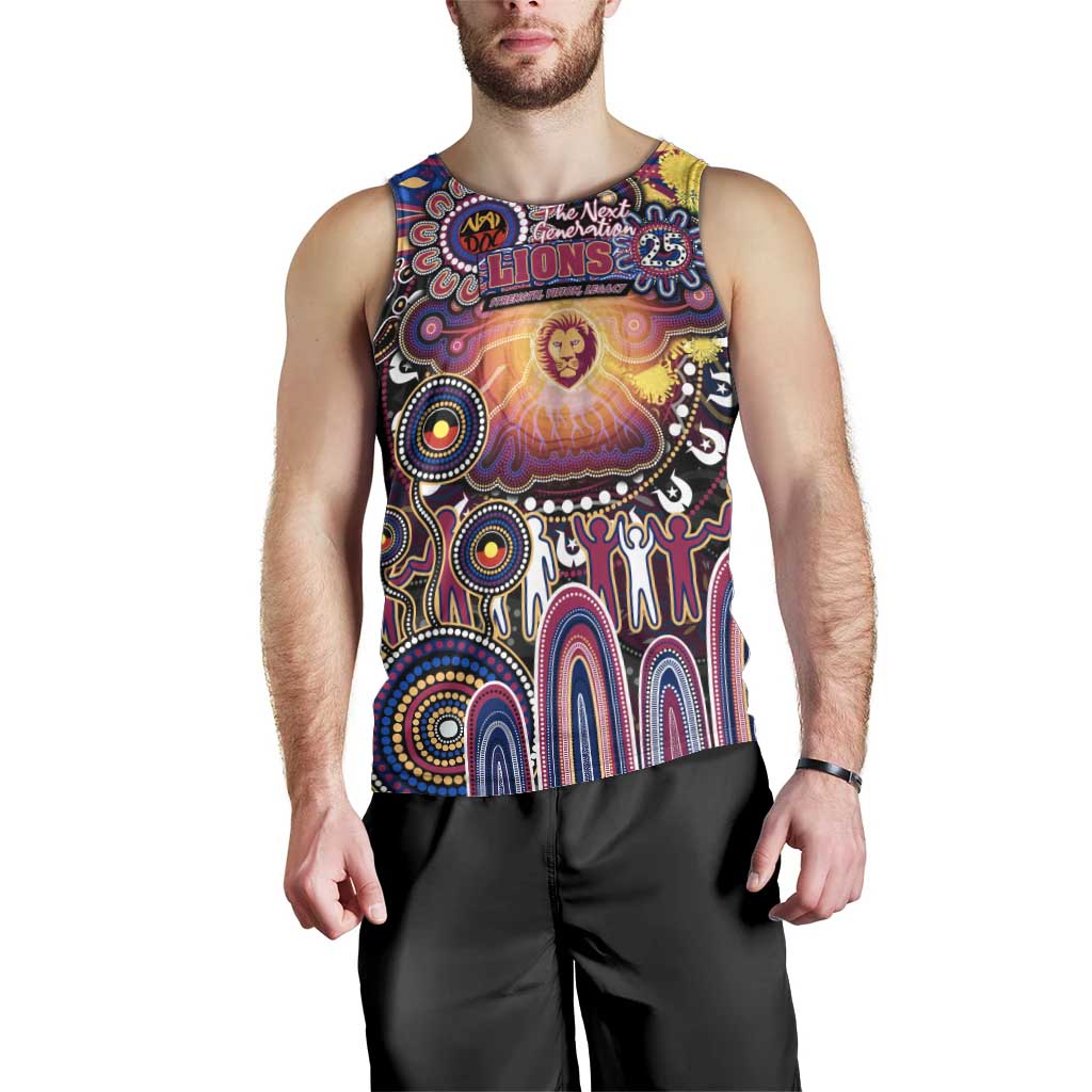 Personalised NAIDOC Week 2025 Lions Football Men Tank Top Aboriginal Dot Painting