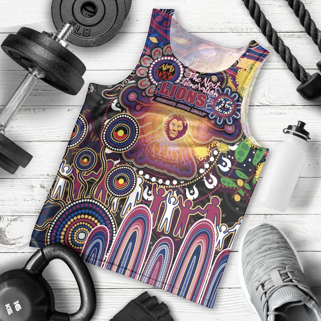 Personalised NAIDOC Week 2025 Lions Football Men Tank Top Aboriginal Dot Painting