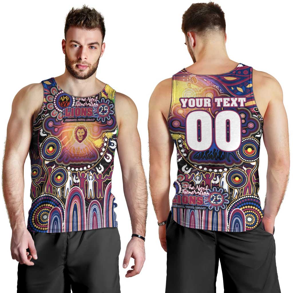 Personalised NAIDOC Week 2025 Lions Football Men Tank Top Aboriginal Dot Painting