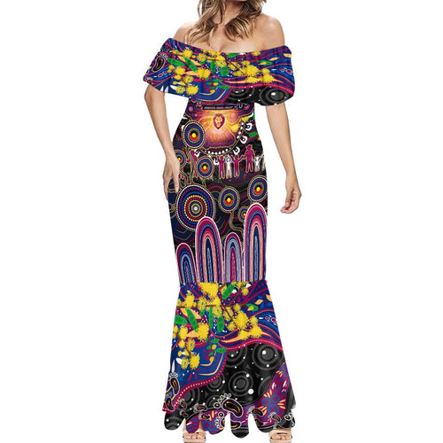 Personalised NAIDOC Week 2025 Lions Football Mermaid Dress Aboriginal Dot Painting