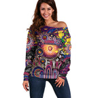 Personalised NAIDOC Week 2025 Lions Football Off Shoulder Sweater Aboriginal Dot Painting