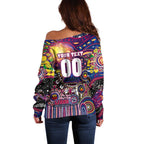 Personalised NAIDOC Week 2025 Lions Football Off Shoulder Sweater Aboriginal Dot Painting