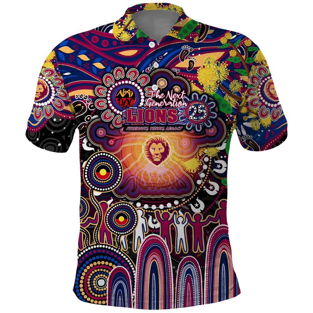Personalised NAIDOC Week 2025 Lions Football Polo Shirt Aboriginal Dot Painting