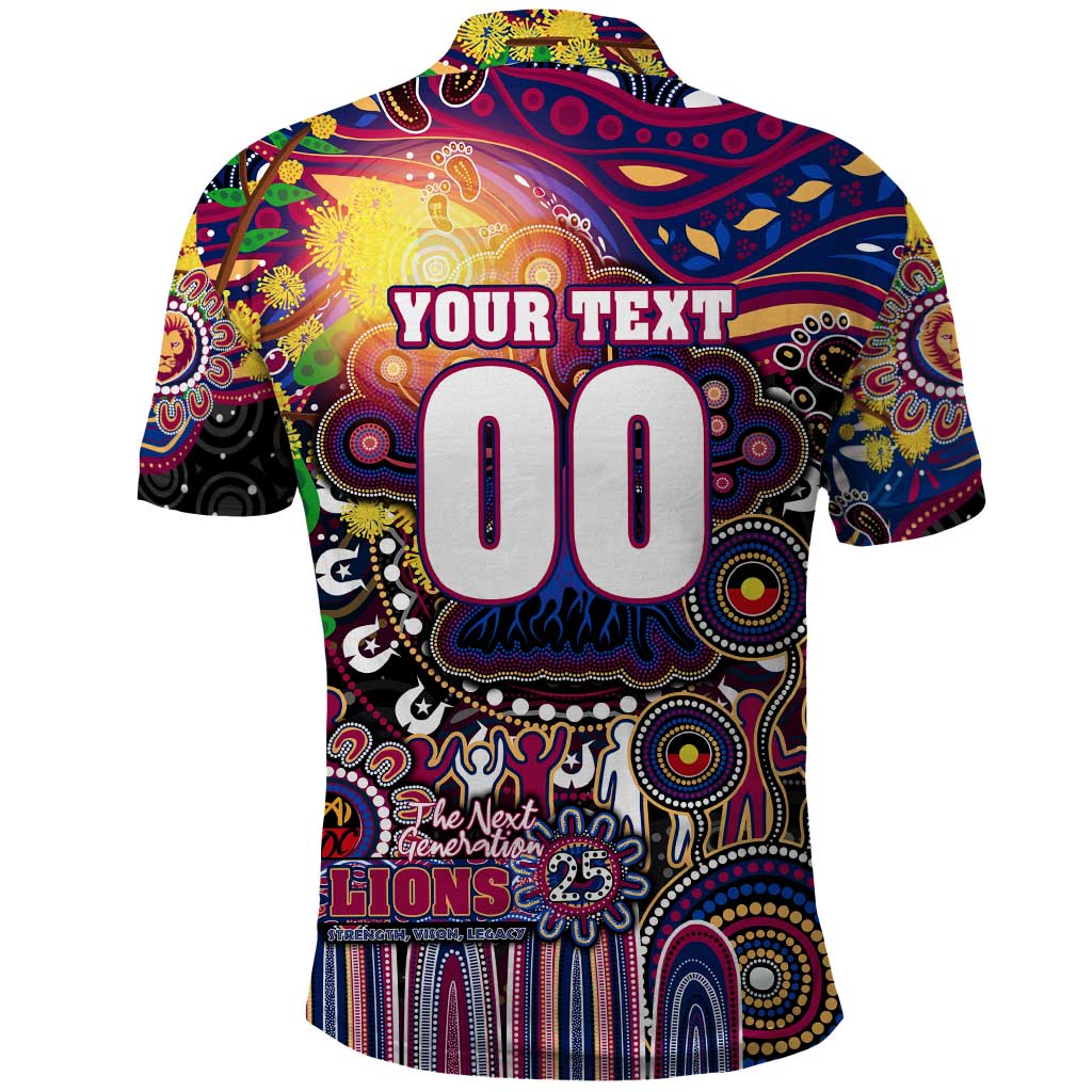 Personalised NAIDOC Week 2025 Lions Football Polo Shirt Aboriginal Dot Painting