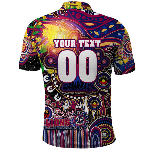 Personalised NAIDOC Week 2025 Lions Football Polo Shirt Aboriginal Dot Painting