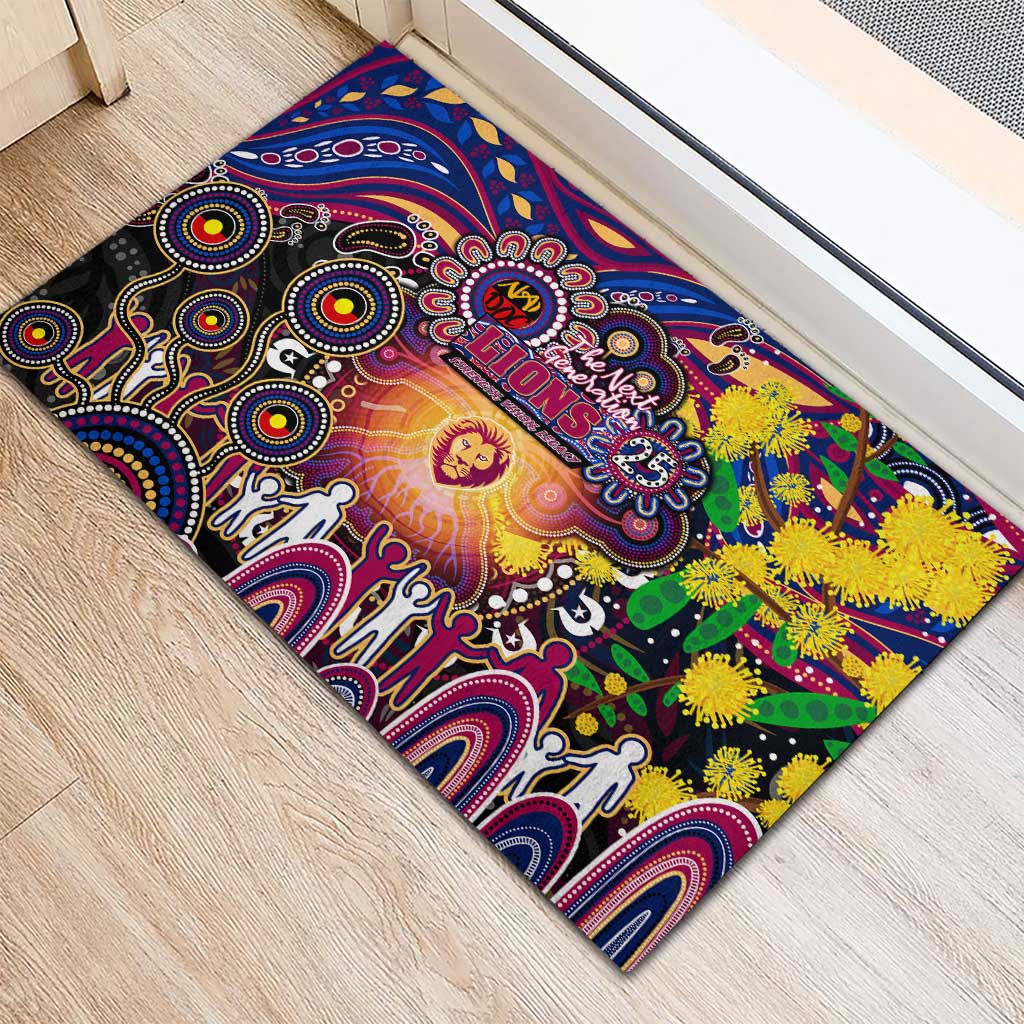 NAIDOC Week 2025 Lions Football Rubber Doormat Aboriginal Dot Painting