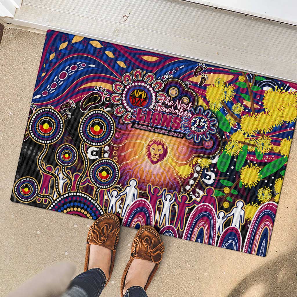 NAIDOC Week 2025 Lions Football Rubber Doormat Aboriginal Dot Painting