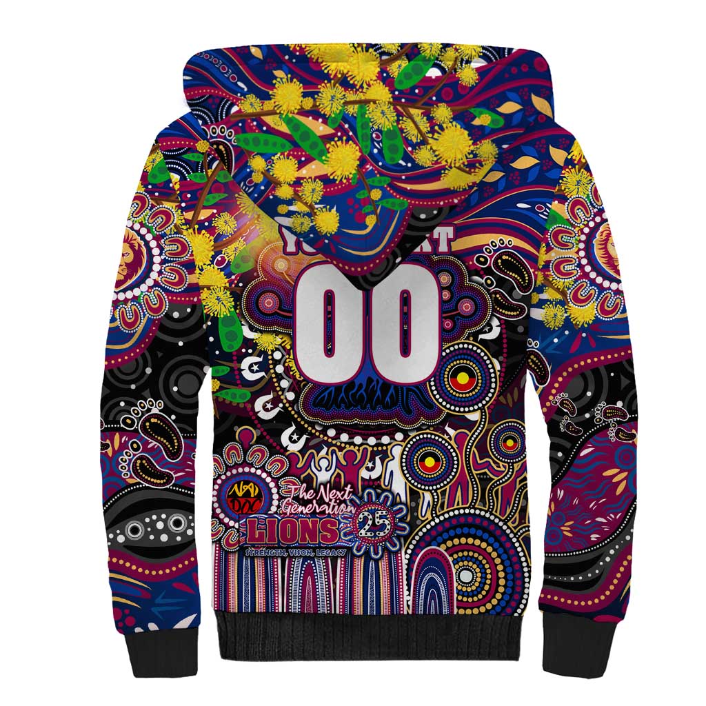 Personalised NAIDOC Week 2025 Lions Football Sherpa Hoodie Aboriginal Dot Painting