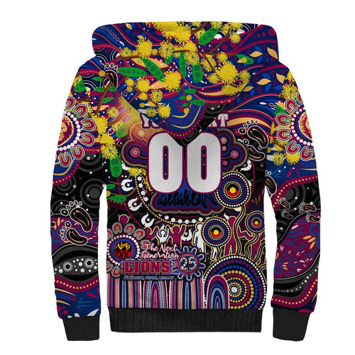 Personalised NAIDOC Week 2025 Lions Football Sherpa Hoodie Aboriginal Dot Painting