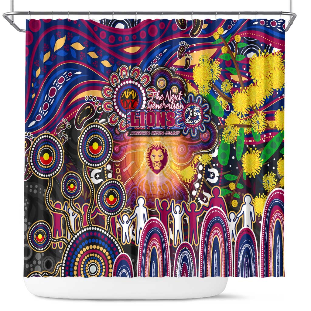 NAIDOC Week 2025 Lions Football Shower Curtain Aboriginal Dot Painting