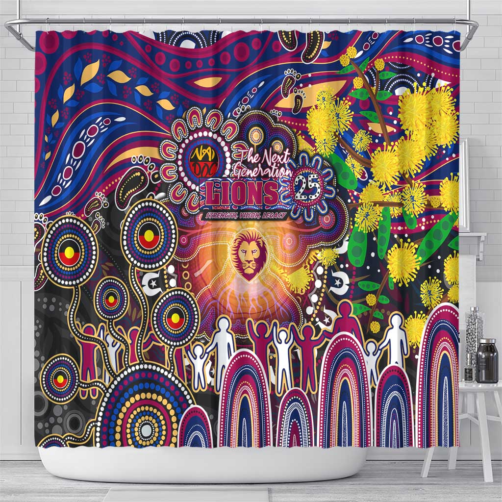 NAIDOC Week 2025 Lions Football Shower Curtain Aboriginal Dot Painting