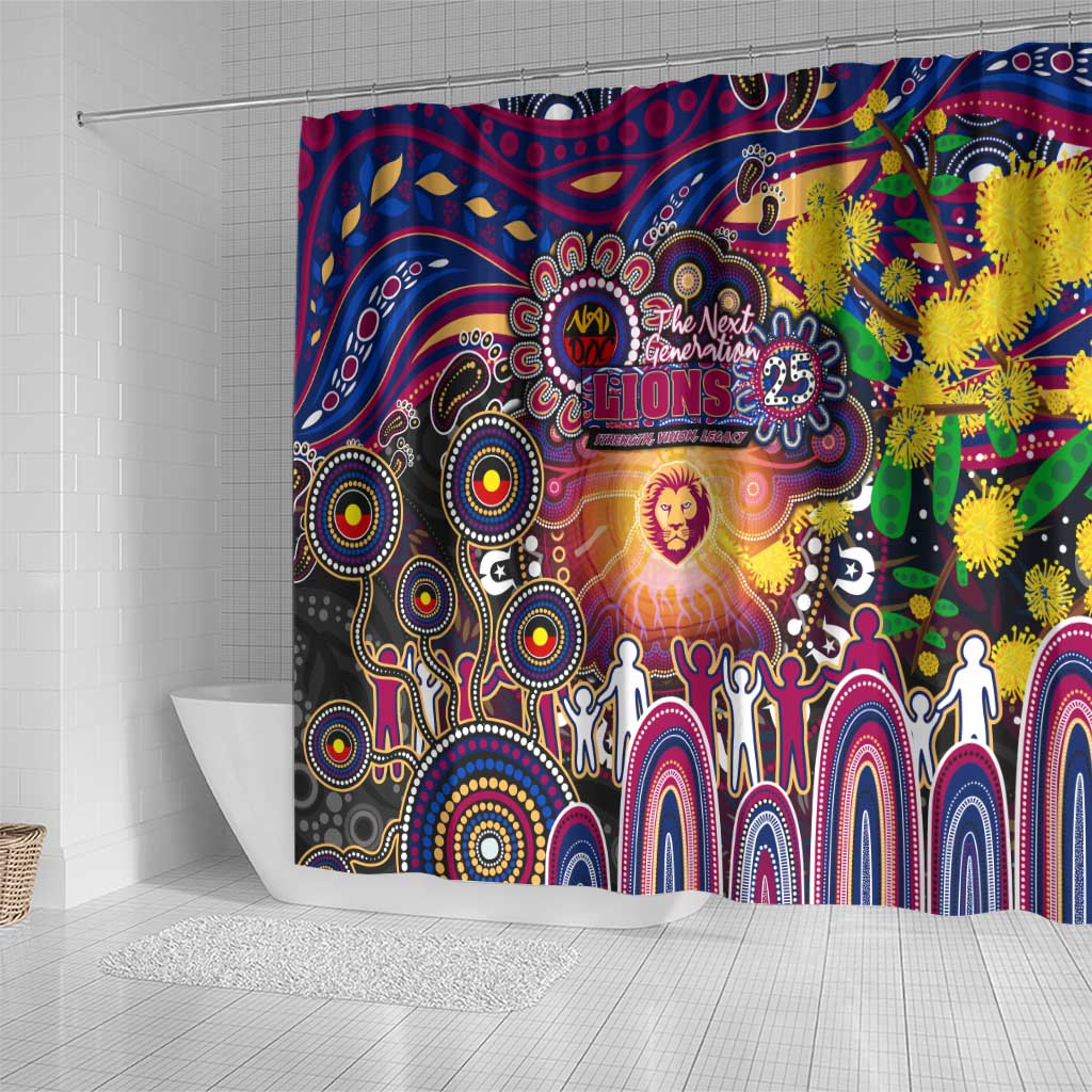 NAIDOC Week 2025 Lions Football Shower Curtain Aboriginal Dot Painting
