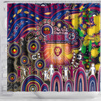 NAIDOC Week 2025 Lions Football Shower Curtain Aboriginal Dot Painting
