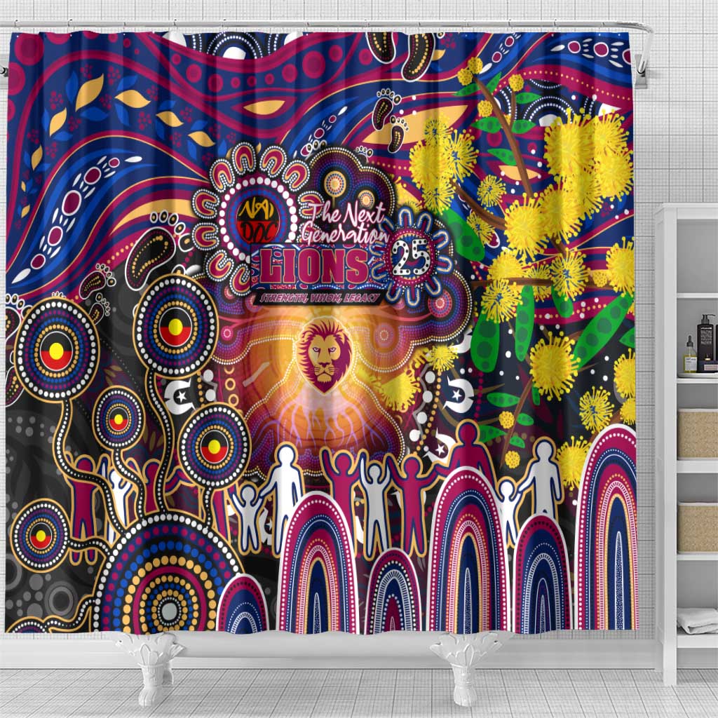 NAIDOC Week 2025 Lions Football Shower Curtain Aboriginal Dot Painting