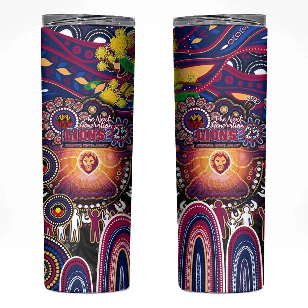 NAIDOC Week 2025 Lions Football Skinny Tumbler Aboriginal Dot Painting