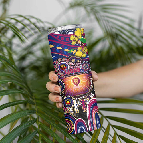 NAIDOC Week 2025 Lions Football Skinny Tumbler Aboriginal Dot Painting