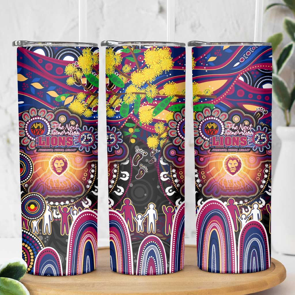 NAIDOC Week 2025 Lions Football Skinny Tumbler Aboriginal Dot Painting