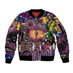 Personalised NAIDOC Week 2025 Lions Football Sleeve Zip Bomber Jacket Aboriginal Dot Painting