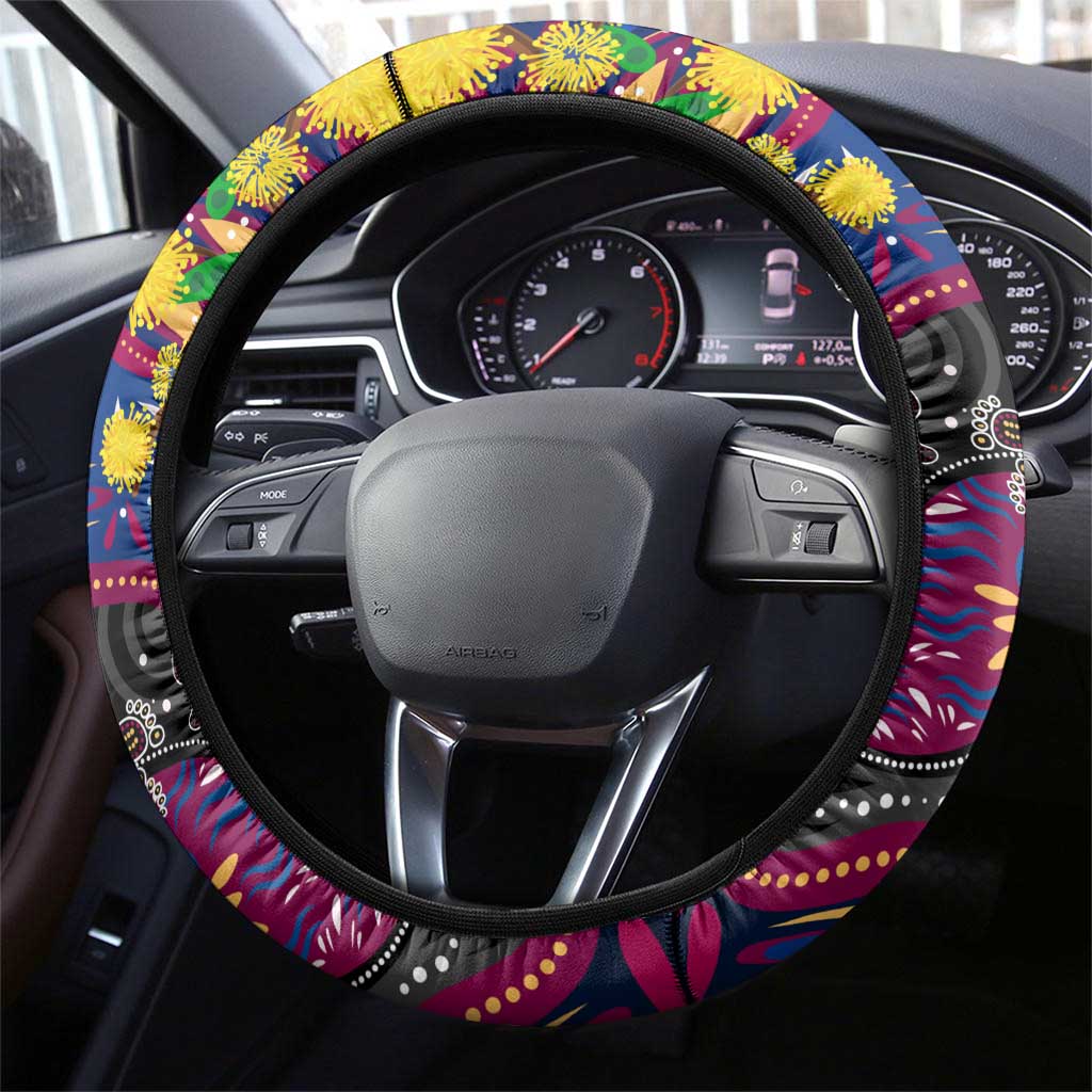 NAIDOC Week 2025 Lions Football Steering Wheel Cover Aboriginal Dot Painting