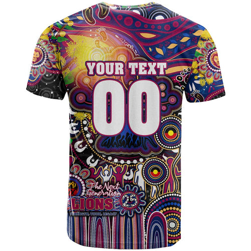 Personalised NAIDOC Week 2025 Lions Football T Shirt Aboriginal Dot Painting