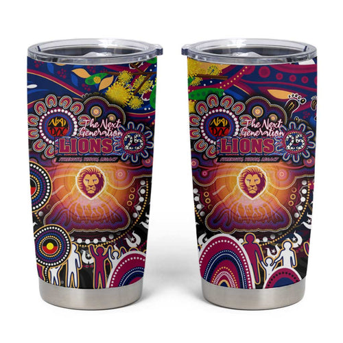 NAIDOC Week 2025 Lions Football Tumbler Cup Aboriginal Dot Painting