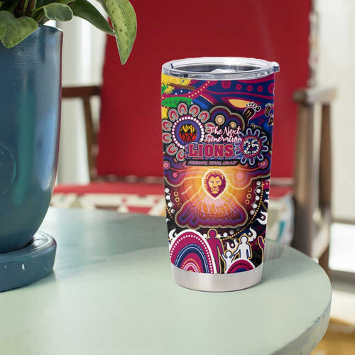 NAIDOC Week 2025 Lions Football Tumbler Cup Aboriginal Dot Painting