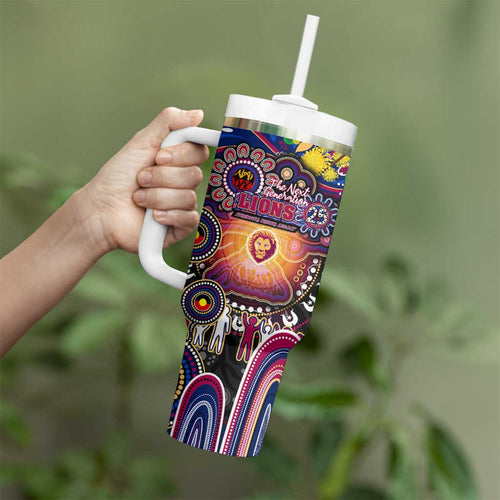NAIDOC Week 2025 Lions Football Tumbler With Handle Aboriginal Dot Painting