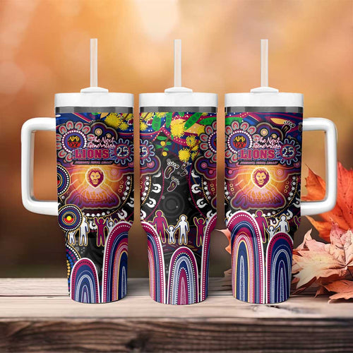 NAIDOC Week 2025 Lions Football Tumbler With Handle Aboriginal Dot Painting