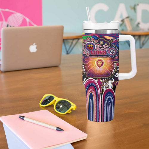 NAIDOC Week 2025 Lions Football Tumbler With Handle Aboriginal Dot Painting