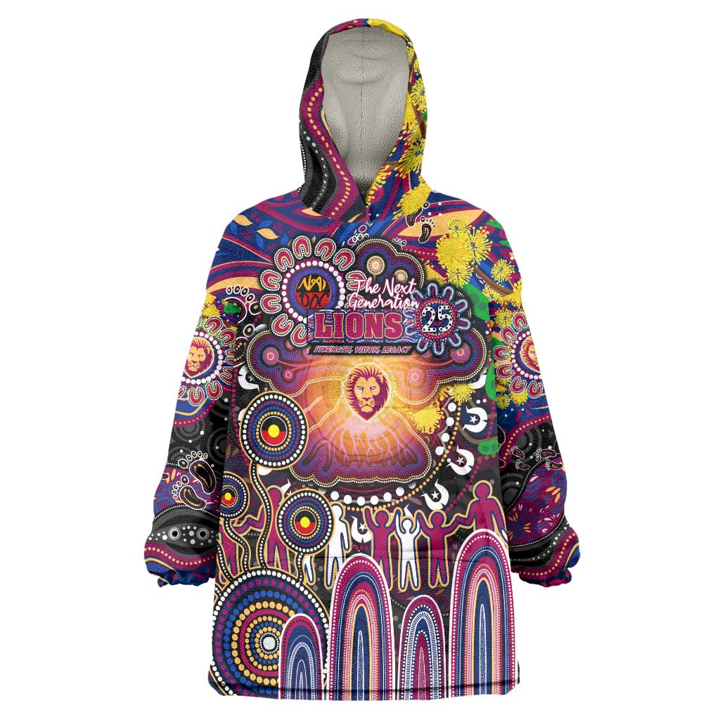 Personalised NAIDOC Week 2025 Lions Football Wearable Blanket Hoodie Aboriginal Dot Painting