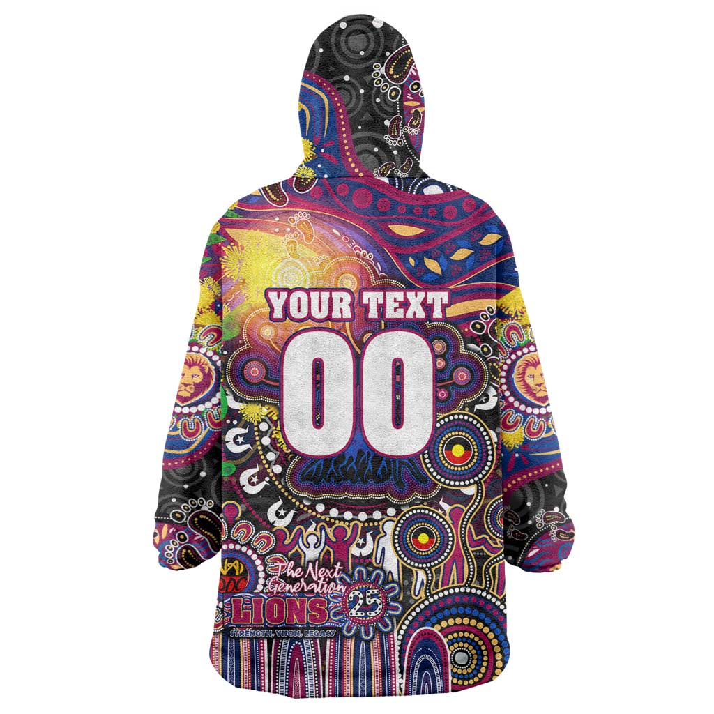 Personalised NAIDOC Week 2025 Lions Football Wearable Blanket Hoodie Aboriginal Dot Painting