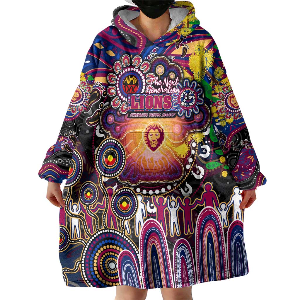 Personalised NAIDOC Week 2025 Lions Football Wearable Blanket Hoodie Aboriginal Dot Painting