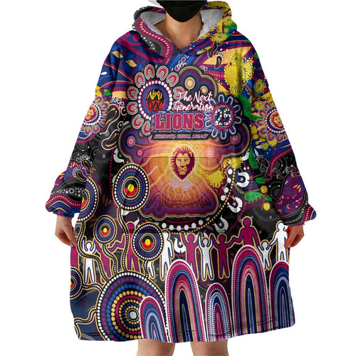 Personalised NAIDOC Week 2025 Lions Football Wearable Blanket Hoodie Aboriginal Dot Painting